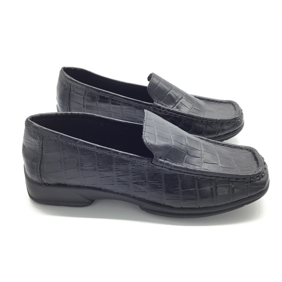 Cloudwalkers Black Faux Gator Loafers Women's 7W - Picture 4 of 5
